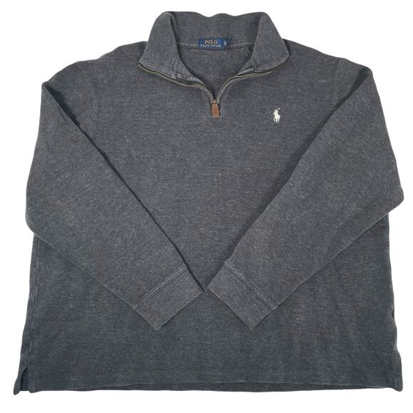 Polo Ralph Lauren Mens XL Quarter Zip Sweater Mock Neck Pullover Gray White - Picture 2 of 6
